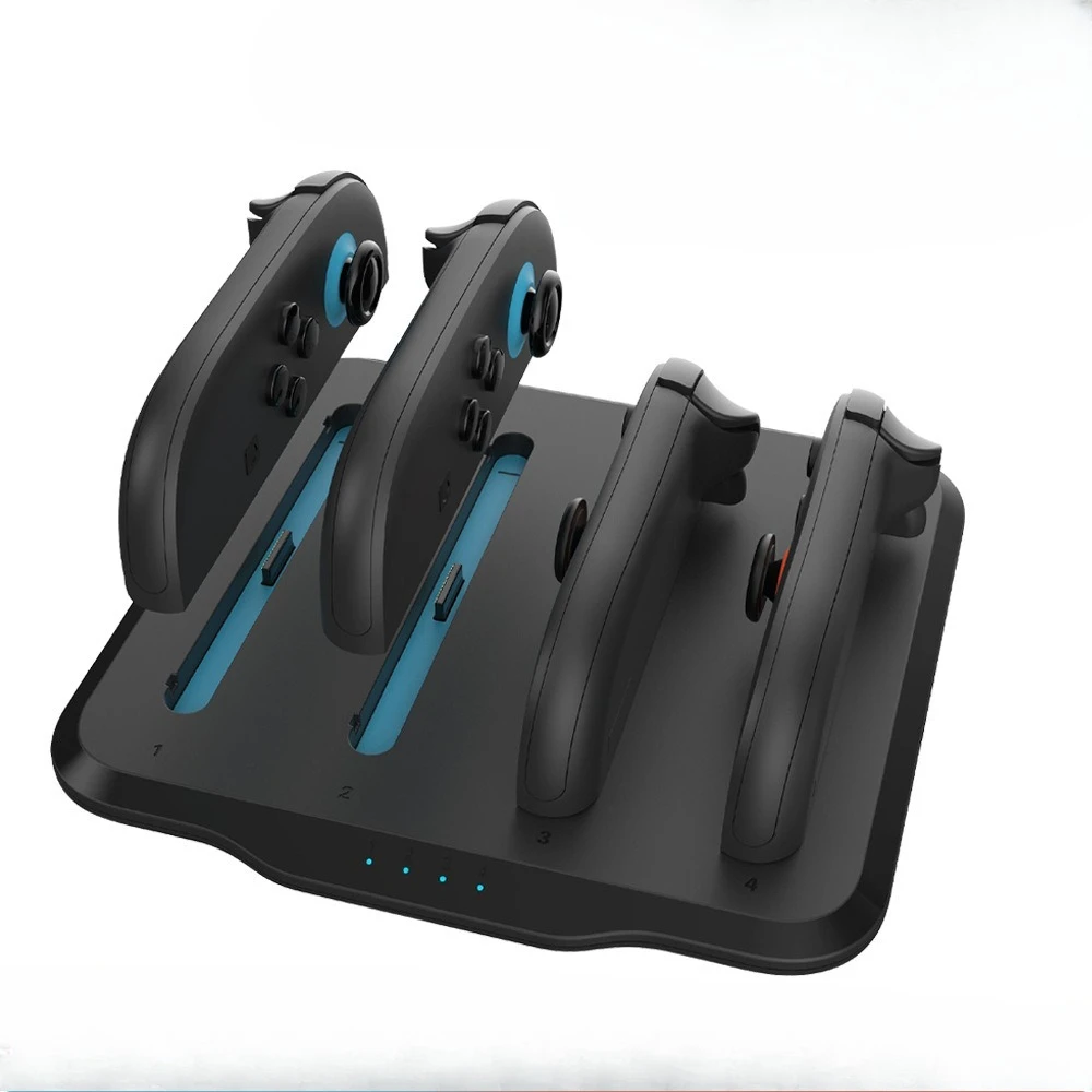 

4-in-1 Flat Gamepad Charging Station with Indicator Light for NS Switch 2 Joypad Charger Dock with Charging Cord