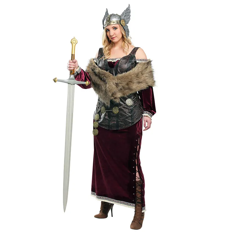 Halloween Cosplay Kostüm Halloween Bühne Leistung Rolle Spielen Renaissance Nordic Viking Göttin Krieger Kostüm Fancy Dress Up