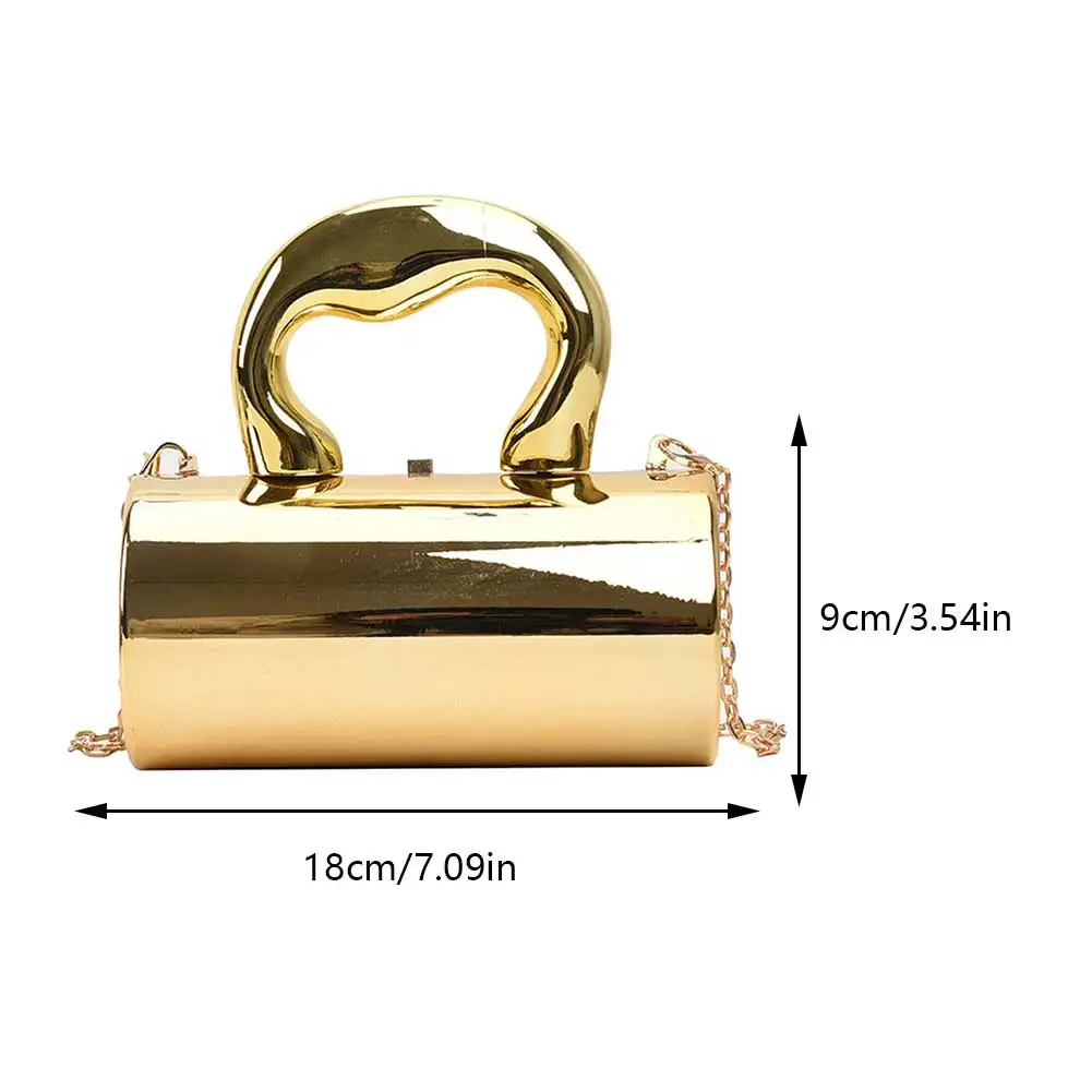 Fashion Cylinder Bag for Women Party Clutches Metal Handle Mini Evening Purses Y2K Crossbody Shoulder Bag Luxury Design Handbags