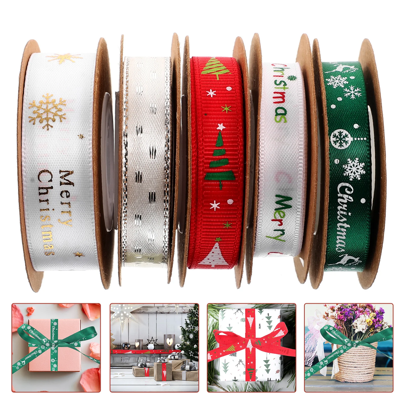 5 рулонов праздничной ленты для упаковки подарков