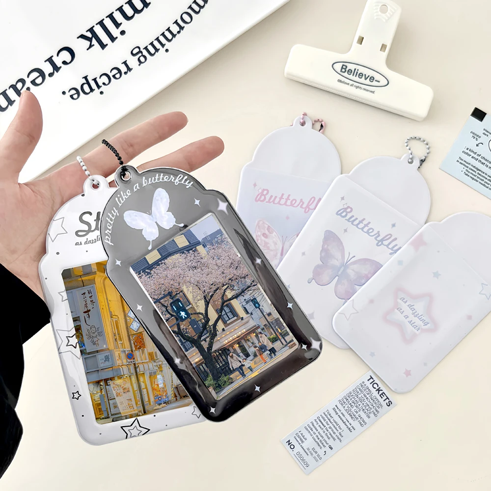 3-inch Cartoon Photo Pocket Keychain Goo Card Holder Idol Photo Display Photo Frame Idol Photo Sleeves Photocards Protector