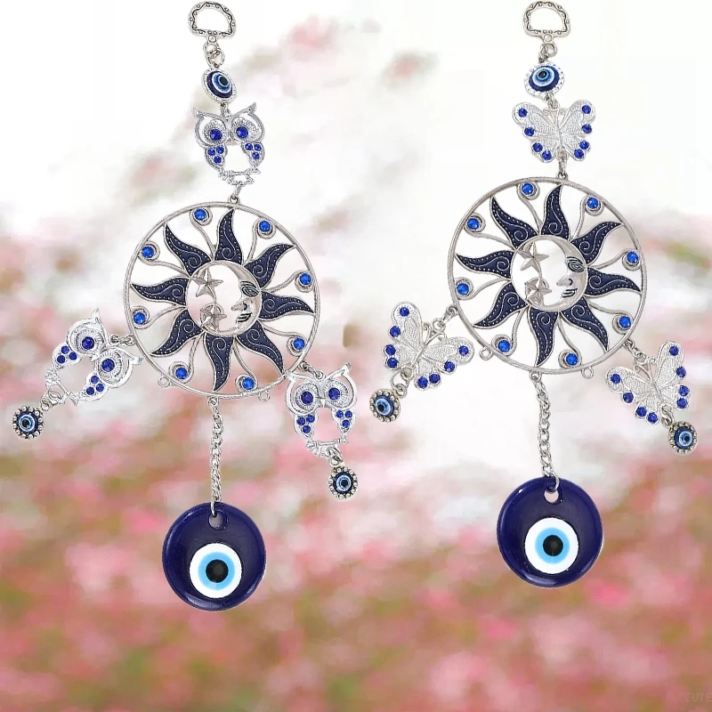 Creative Lucky Blue Evil Eye Wind Chimes Charm Blessing Windcatcher Home Garden Patio Decoration Window Hanging Wind Bells