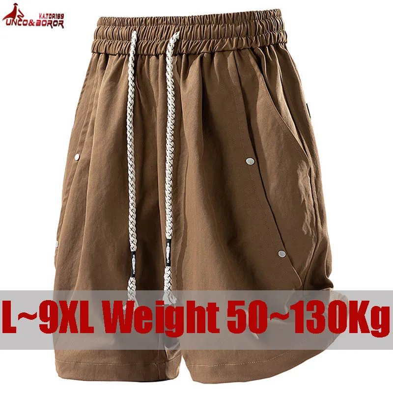 Plus Size 8XL 9XL American Cargo Shorts Men Casual Gym Running Short Summer Elastic Waist Outdoor Camping Hiking Shorts Clothing