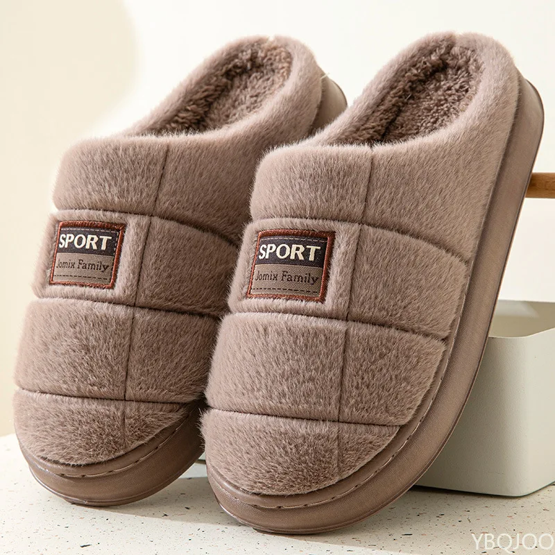 Winter New Couple Slippers Men Fashion Thick Sole Indoor shoes Warm Non-Slip Home Flat Shoes Platform Male Cotton Slipper Homme