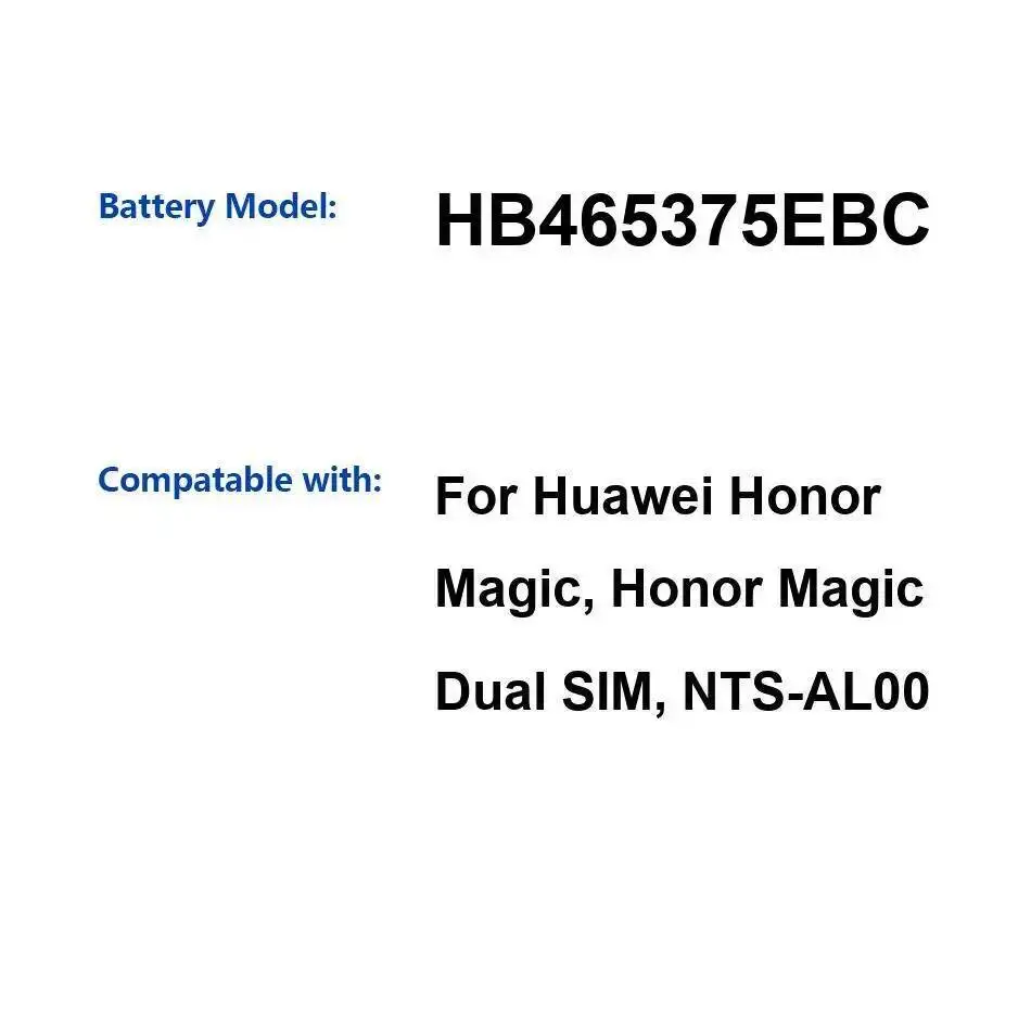 

Для Huawei Honor Magic Dual Sim Nts-AL00 2900 мАч HB465375EBC Сменный аккумулятор премиум-класса для мобильного телефона Прочный