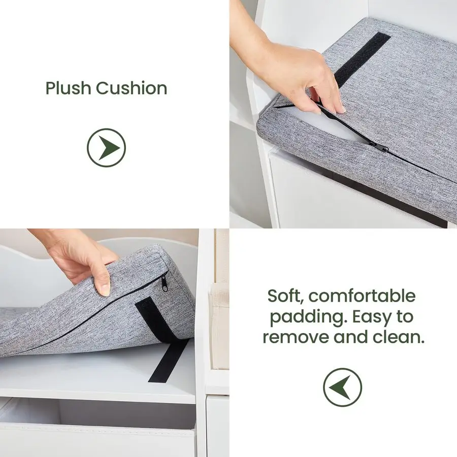 Kids Bookshelf with Reading Nook, 4in1 Childrens Bookcase with Soft Bench, Mobile Drawer amp Fabric Bins, Storage Shelves, Books