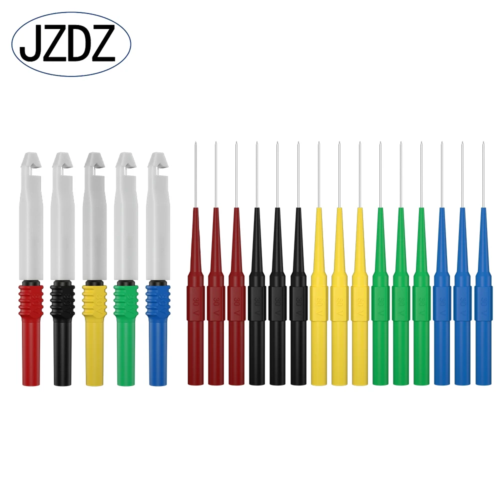 JZDZ 20PCS Multimeter Test Probe Needle Stainless Puncture Back Probe Pin 4mm Banana Socket Inspection Tool JT0048