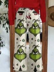 Funny Christmas  Print Wide Leg Pants