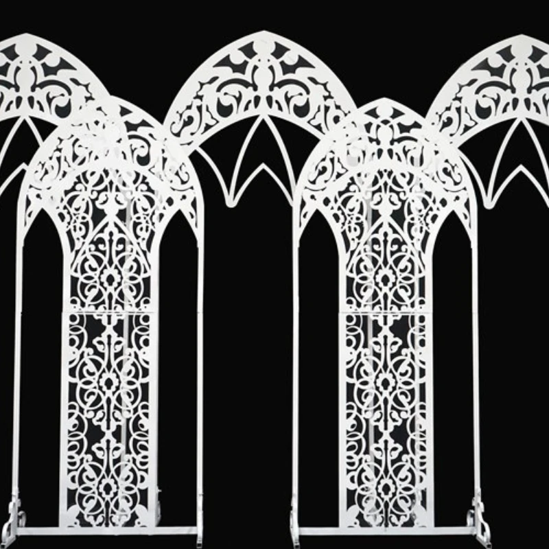 New wedding props arrangement Su Ferris wheel five-door color wedding wrought iron carving five-door screen