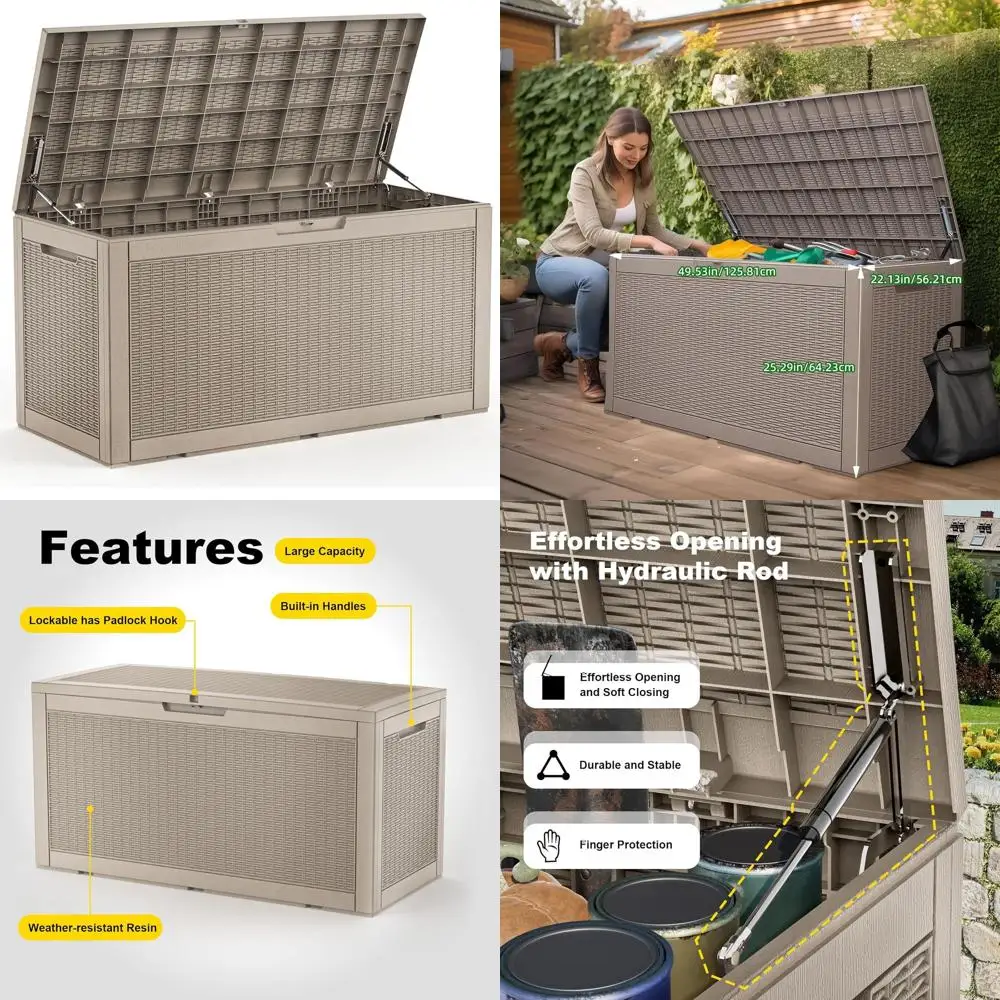 

120 Gallon Waterproof Outdoor Storage Box,Resin Deck Box,Lockable Outside Storage Box Container for Patio Furniure,Garden,Pool T