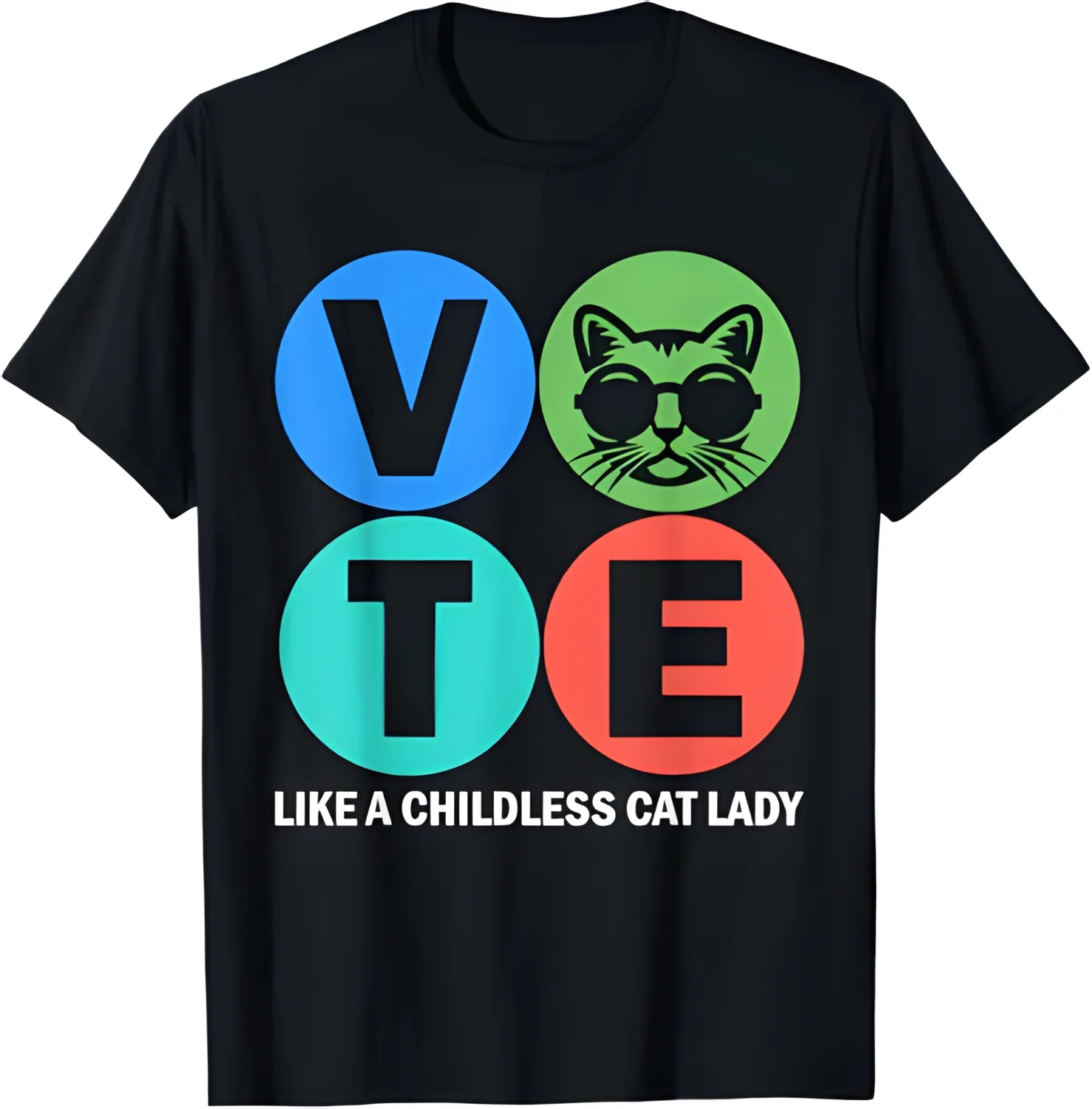 Retro Vote Like a Childless Cat Lady Is Voting Kamala 2024 T-Shirt