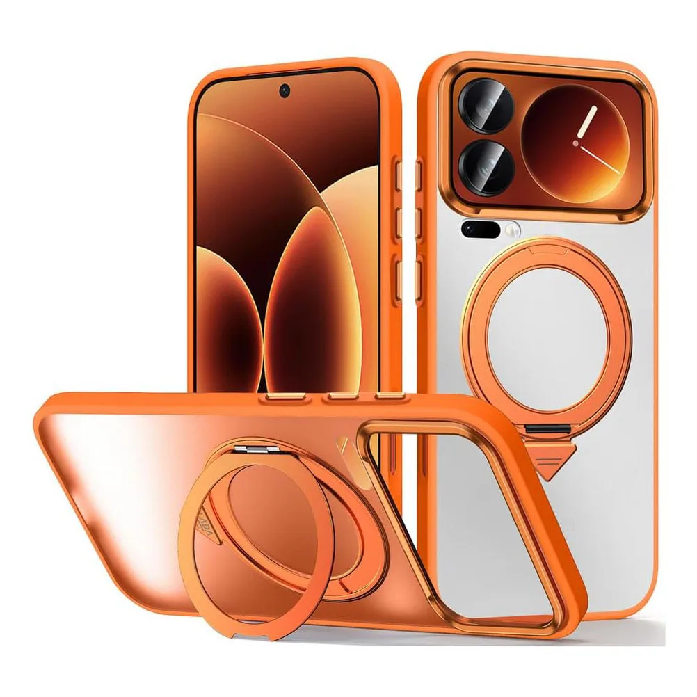 

Прозрачный магнитный чехол для Xiaomi 17 Pro Max/17 Pro/17, вращающееся кольцо-держатель, ударопрочный тонкий чехол для телефона