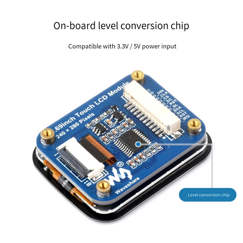 L72A-Waveshare 1.69 Polegada Módulo LCD de Toque 240X280 SPI I2C Interface 262K Cores ST7789V2 Driver Chip CST816T Touch Capacitivo Ch