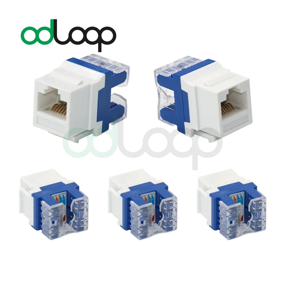 

ODLOOP 5-PACK CAT6 RJ45 Insert Keystone LAN Coupler Plug T568A/B Network Module Slot For Internet Jack Ethernet Connector