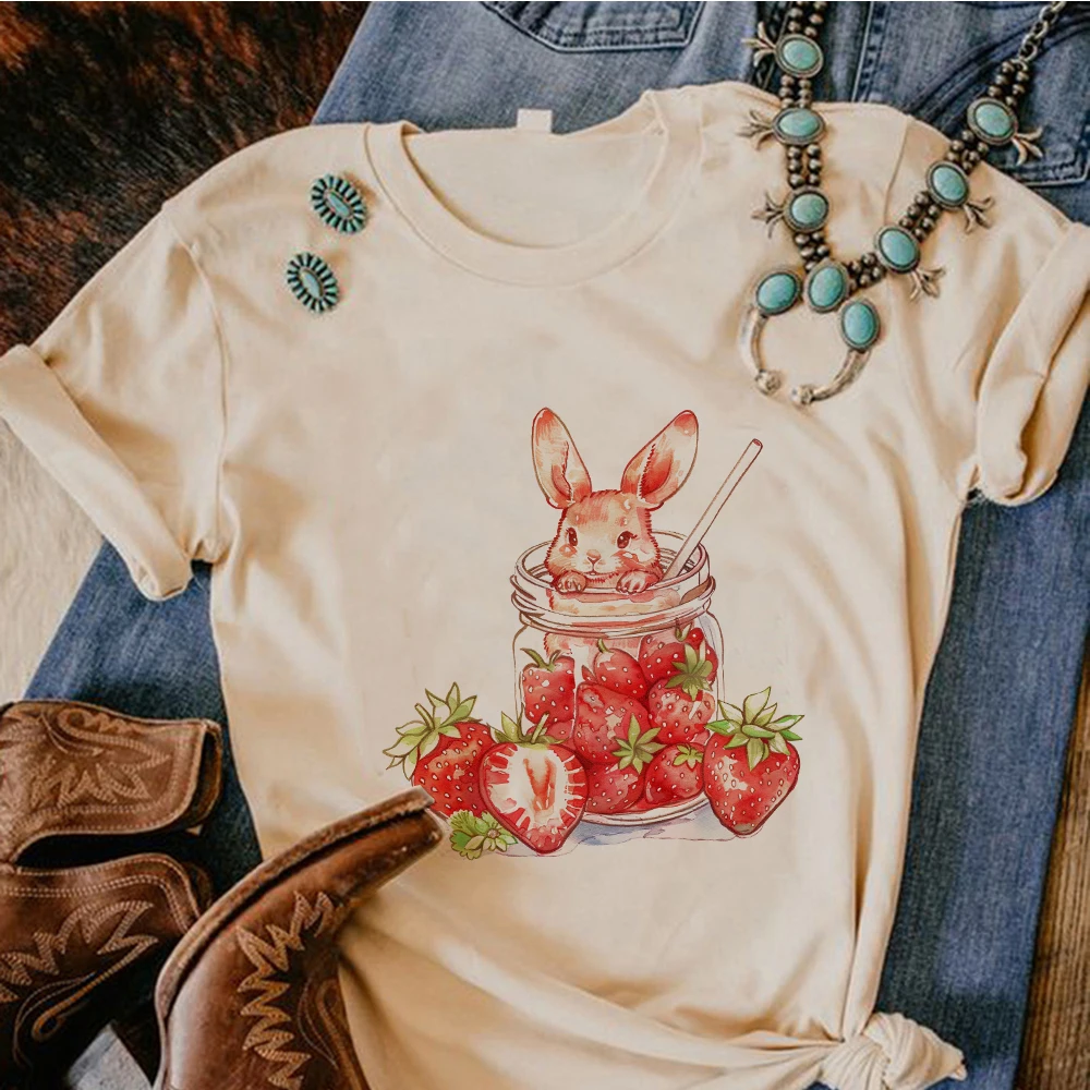 Strawberry t shirt women graphic top female Japanese harajuku y2k clothes