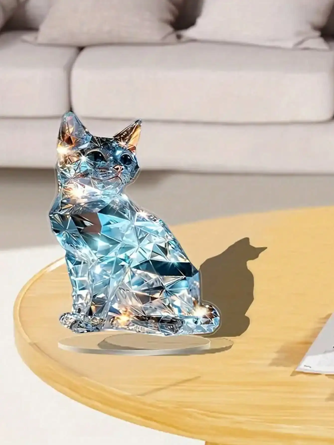 1 Stück Niedliche Kristall-Katzen-Skulptur als Heimdekoration, Schreibtisch-Deko, Ideales Geschenk für Schlafzimmer-Dekoration, Festival- und Partydekoration – Detail 3