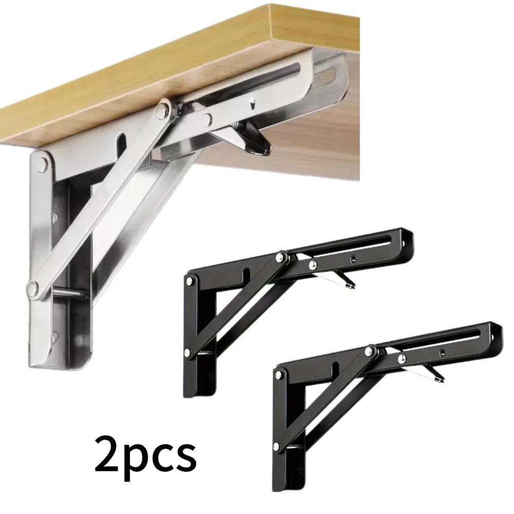  2 Pcs Folding Shelf Brackets Heavy Duty Metal Wall Mount Collapsible for Foldable Shelves in RV Camper Garage