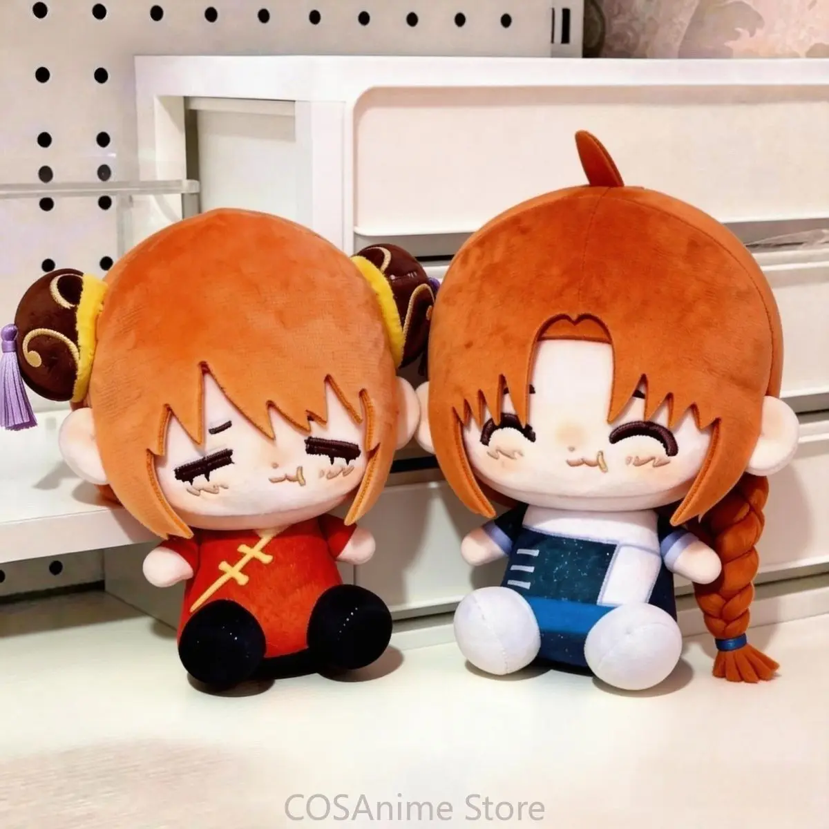 

10CM Anime Gintama Kagura Brother Sister Kawaii Plushie Body Cosplay Adorable Sitting Posture Plush Pendant Key Chain Gifts