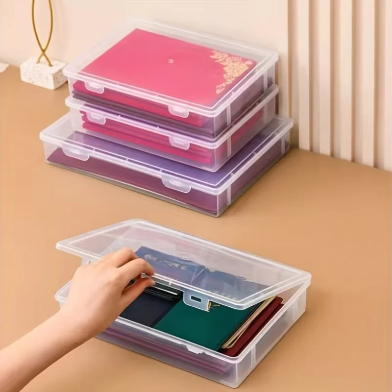 2-Piece Set/Transparent A4 File Storage Box Office Desktop Organizer Storage Box Printing Paper File Box