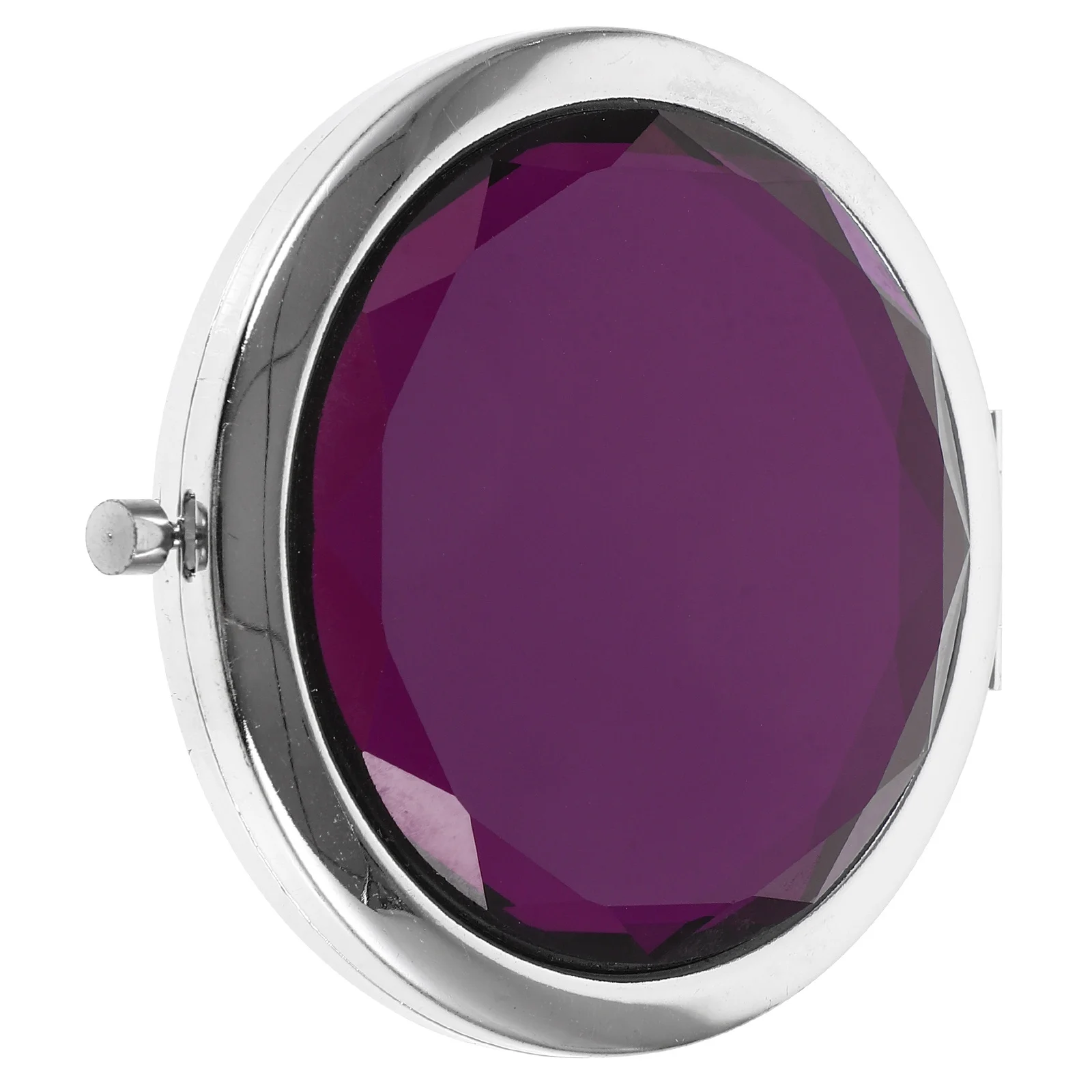 مرآة جيب مدمجة قابلة للطي مستديرة مزدوجة الجوانب مكبرة صغيرة للسفر محمولة باليد مرآة مكياج من سبائك الزنك كريستال متين