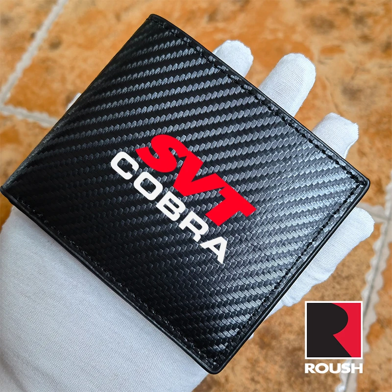 for ford Roush svt Cobra mustang F-150 f150 f250 f350 v8 raptor car carbon fiber leather wallet Card package