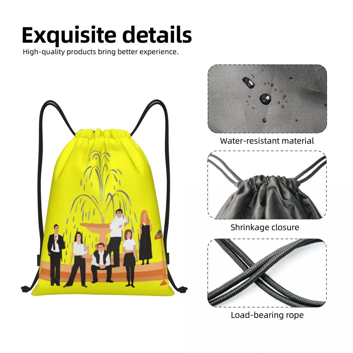 Friends TV Show Drawstring Backpack Women Men Sport Gym Sackpack Foldable Shopping Bag Sack