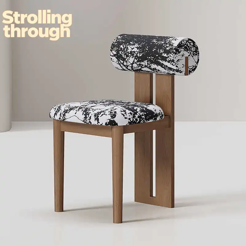 

Европейский винтажный обеденный стул в кремовом стиле из ткани, ретро-табурет из массива дерева, акцентная скамья для клуба, лаунж-зоны, отеля, сиденье для стола