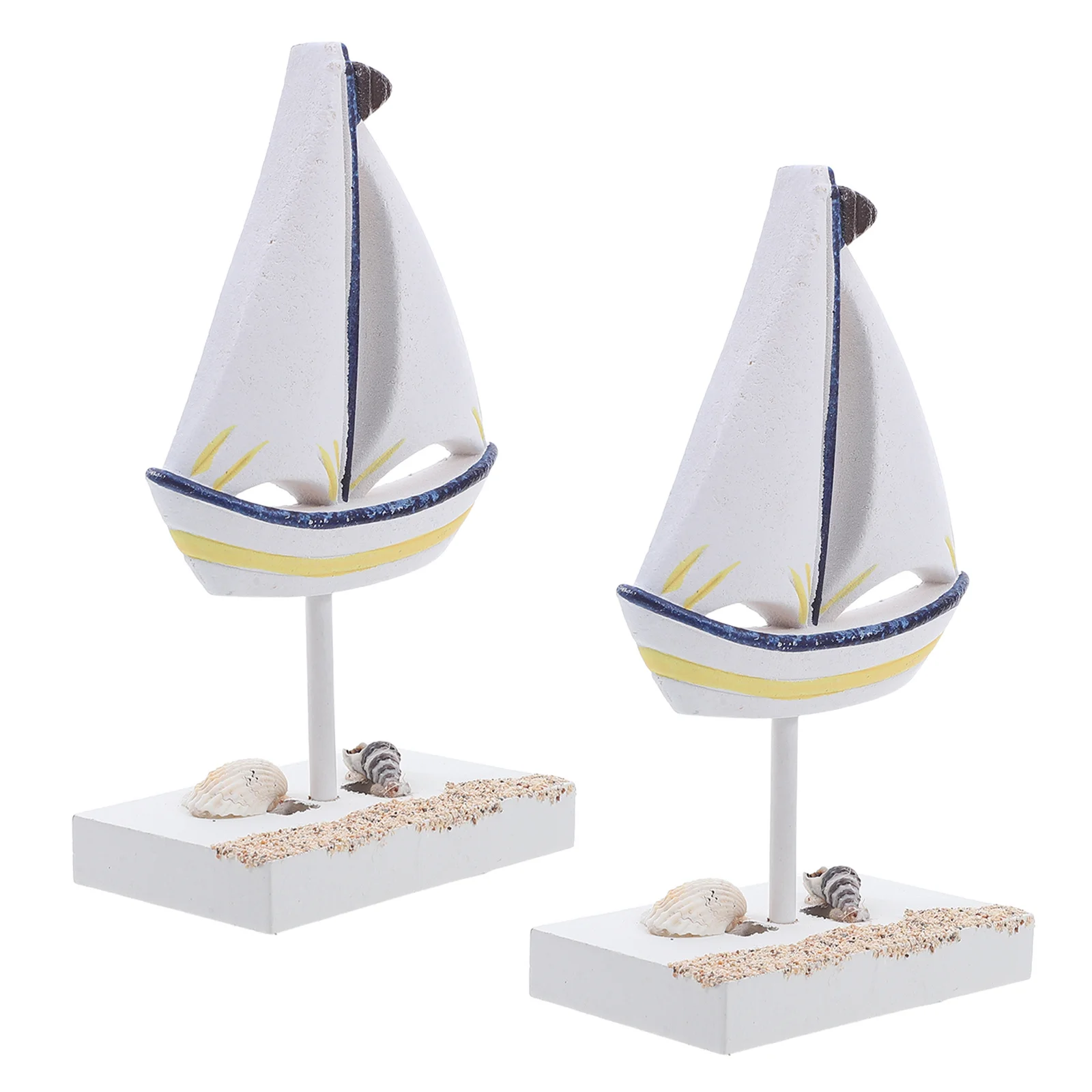 

2Pcs Small Wooden Nautical Sailboat Mantel Decor Natural Texture Seaside Home Office Decoration Ship Sailboat