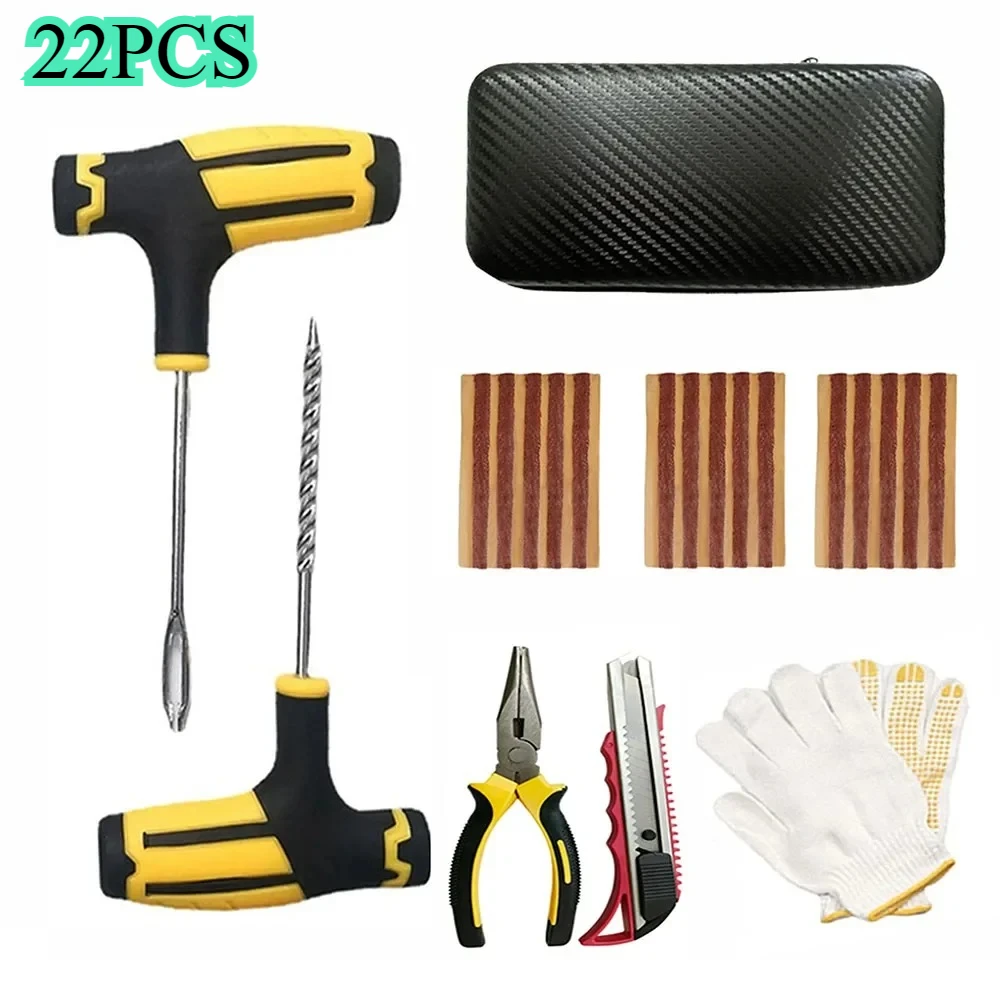 

Car Tire Repair Kit Studding Tool with Rubber Strips Tool Puncture Plug Tool Set Glue Free Auto Motorcycle Repair Tire Film Nail