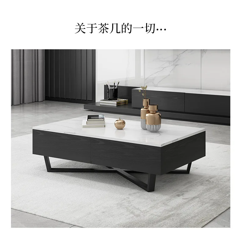 Rocky plate coffee table TV cabinet baking paint storage light luxury living room modern simple coffee table TV cabinet combinat