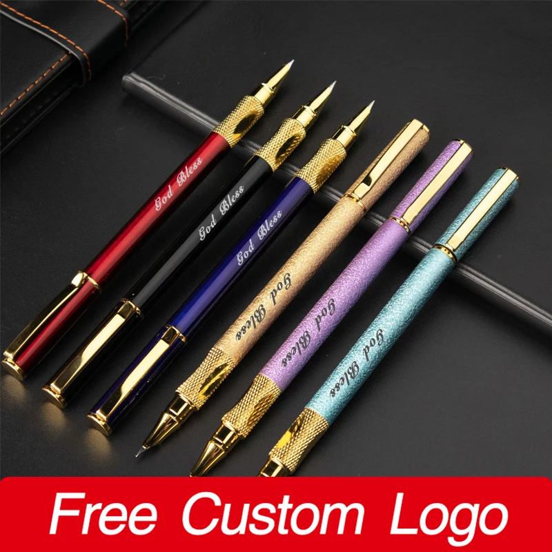 3pcs Customized LOGO Fountain Pens Personalized Laser Engraving NameGifts Student Pen For Writing School Office Supplies
