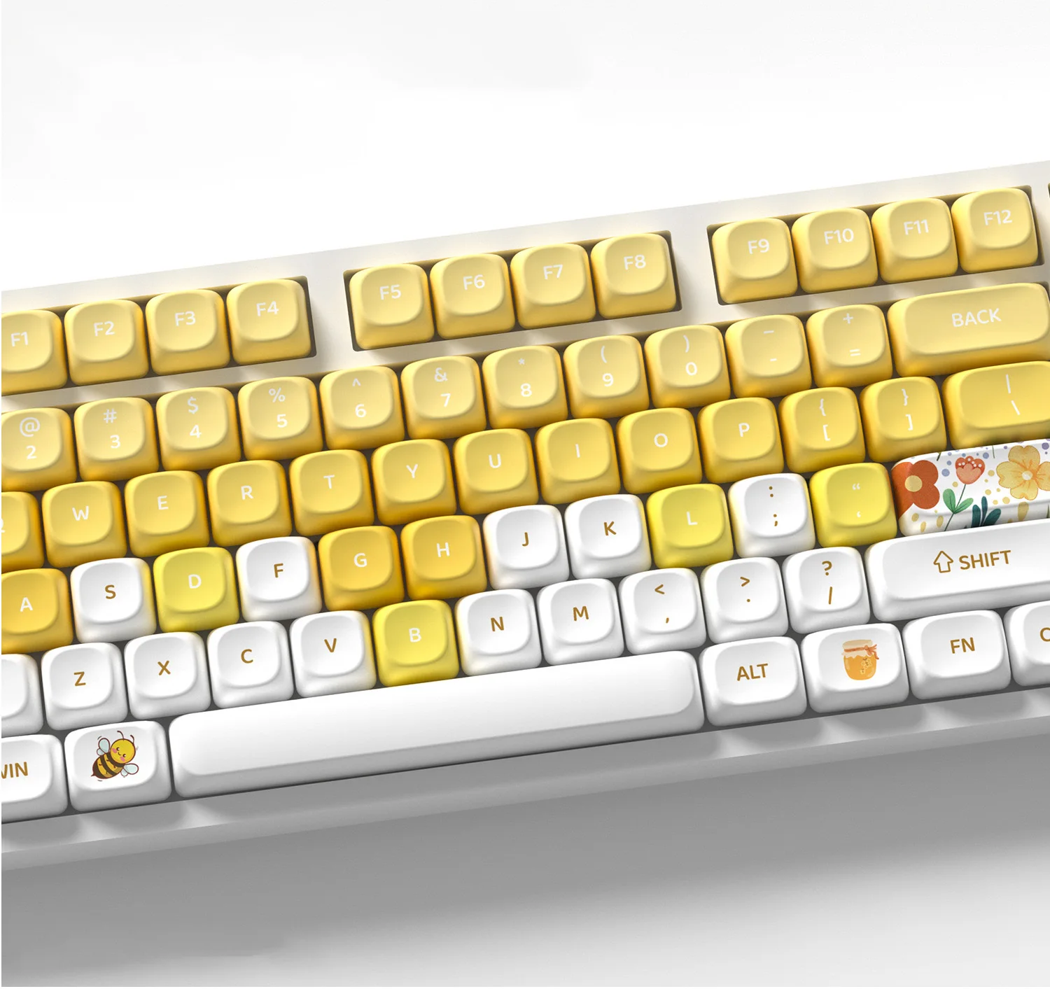 

121 Key Five Sides Dye Sublimation PBT Keycaps Bee Themed MOA Profile Custom Keyboard Keycap for MX Switches Mechanical Keyboard