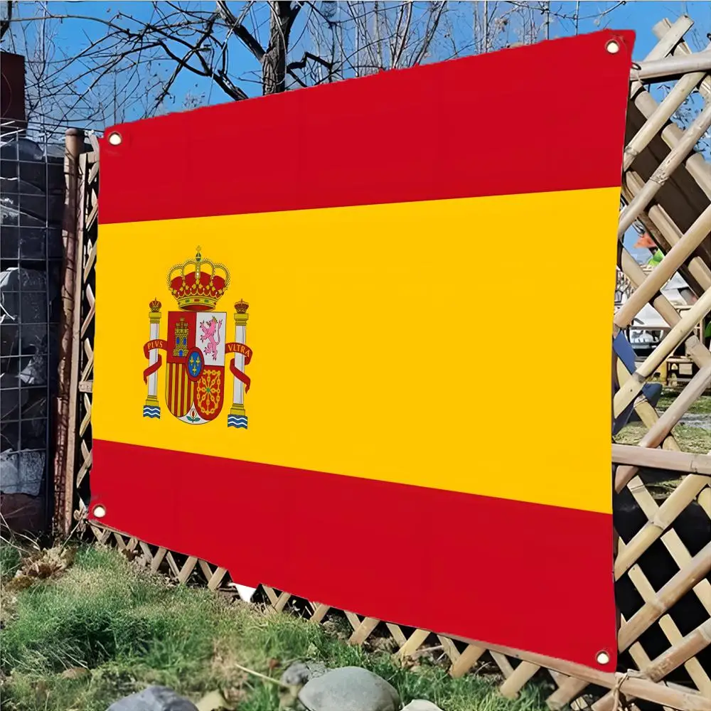 Flag of Spain Flags Daily four ring borderless design indoor outdoor decor easy hang install