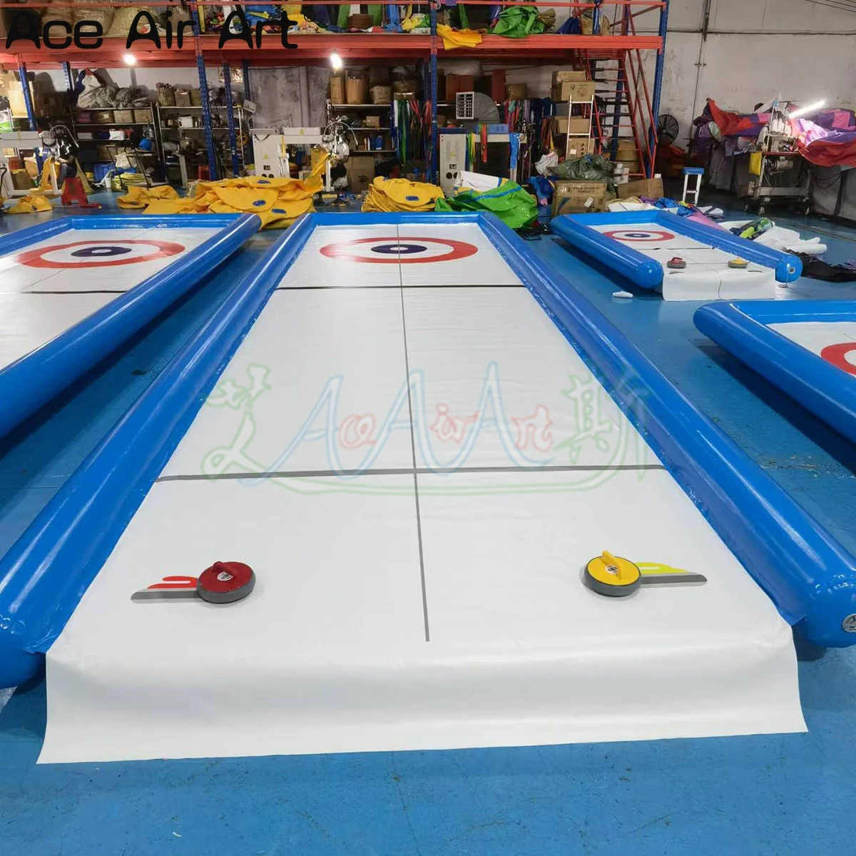 Opblaasbare Curling Track Outdoor Air Interactief spel Curling Court met curlings voor sport of plezier