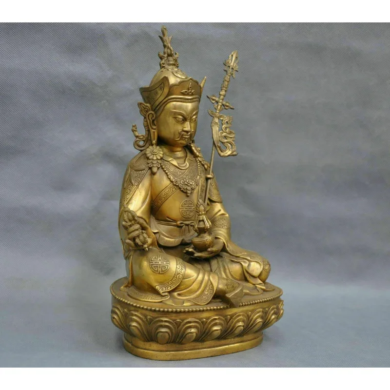 China Tibet Bronze Lotus Born Guru Padmasambhava Buddha Statue