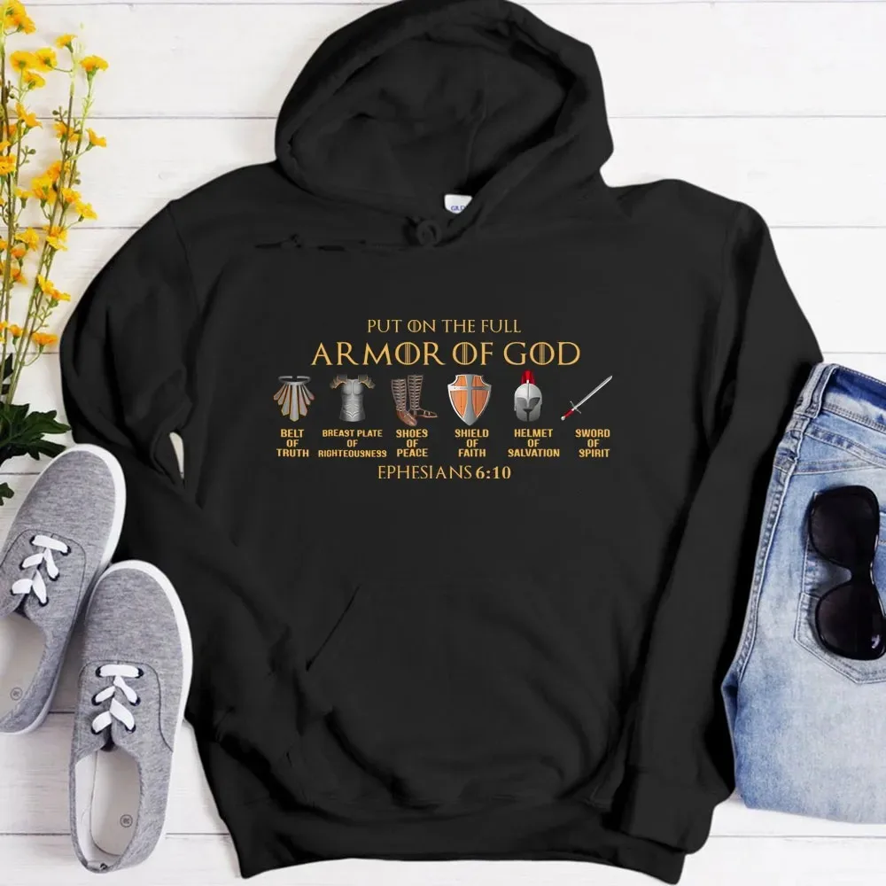 

Put on The Full Armor of God Hoodie Men's and Women's Long Sleeve Hooded Sweatshirt Pullover Tops Sportswear Women Clothing