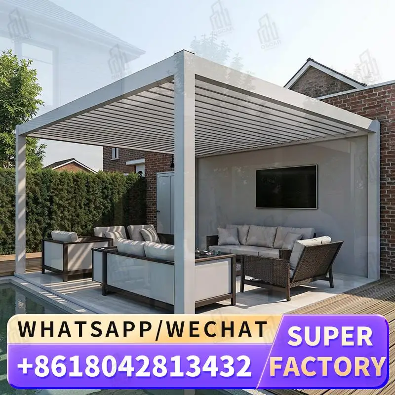 

High Quality Bioclimatic Pergolas with Louvered Roof and Motorized Louvers for Balcony Patio Garden Outdoor Spaces pergola