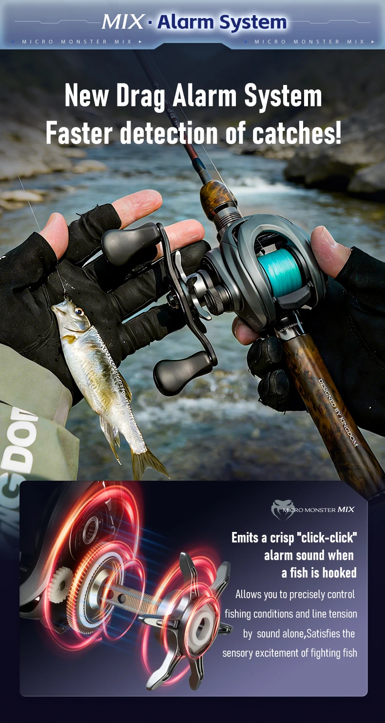 KINGDOM Carbon Micro Monster Mix Baitcasting-Rolle 128g Übersetzungsverhältnis 7.6:1 8.6:1 Casting-Rolle 4KG Max. Bremskraft Angelrolle Angelzubehör – Detail 13