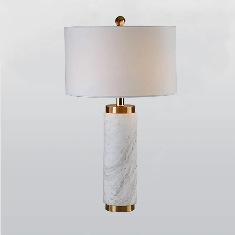 #Nordic postmodern simple marble wrought iron metal small desk lamp study creative pattern marble