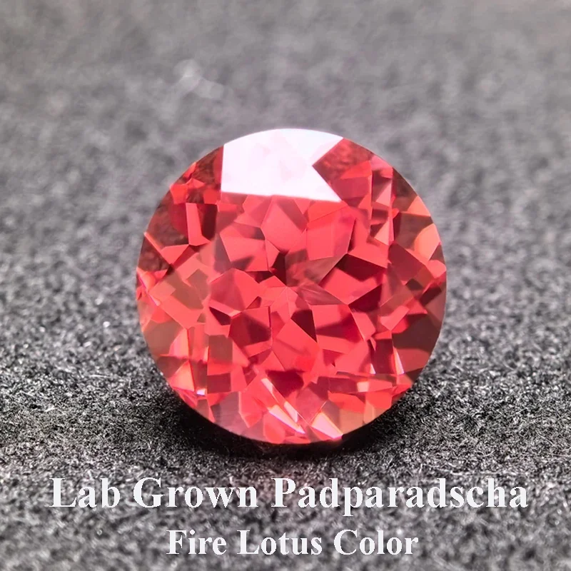 Lab Grown Padparadscha Round Shaped Fire Lotus Gemstone Charms Diy Advanced Jewelry Making Materials Selectable AGL Certificate