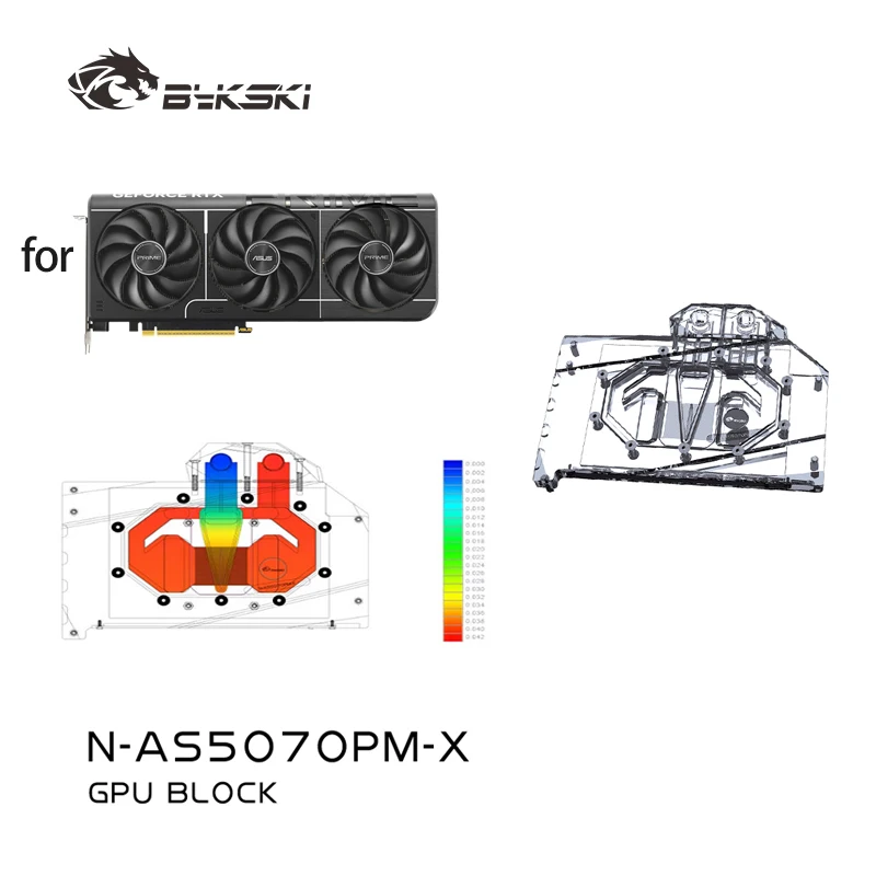 Bykski GPU Water Block Use for ASUS Prime GeForce RTX 5070 Video Card / Copper Cooler RGB Radiator / with Backplane N-AS5070PM-X