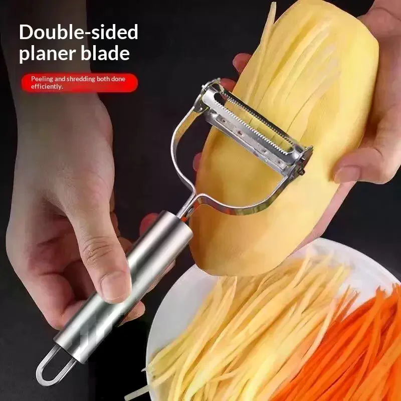 Stainless Steel Vegetable Peeler: Dual Side Peeling Julienning Functions Kitchen Fruit Prep
