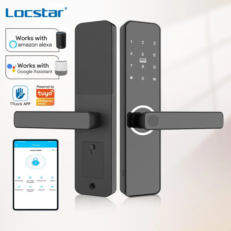 Locstar Safety Exterior Interior Remote Intelligent Cerradura Digital Password Fingerprint Smart Door Locks For Front Door