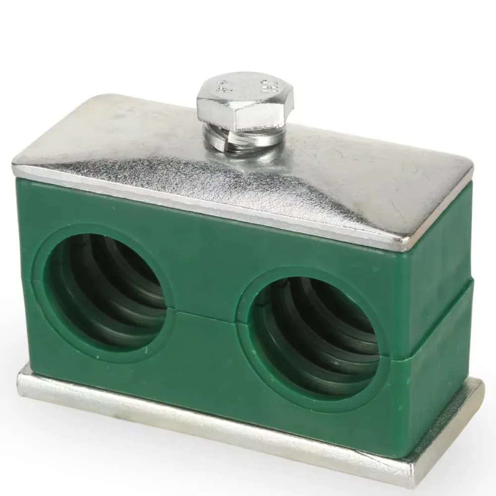 5PCS Lightweight Double-hole Pipe Clamp,Galvanized Welded Base Plate,Marine Hydraulic Pipe Clamp,Double-joint Fixed Pipe Clamp