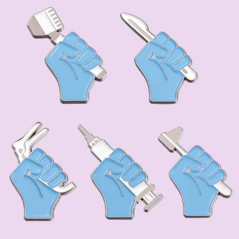 Medical Supplies Enamel Pins Surgical Tools Creative Needle Syringe Tweezers Brooches Metal Lapel Badge Jewelry Gifts For Doctor