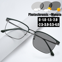Outdoor Color Changing Minus Glasses Trendy Anti Blue Light Business Half Frame Myopia Eyewear Photochromic Sunglasses Diopter
