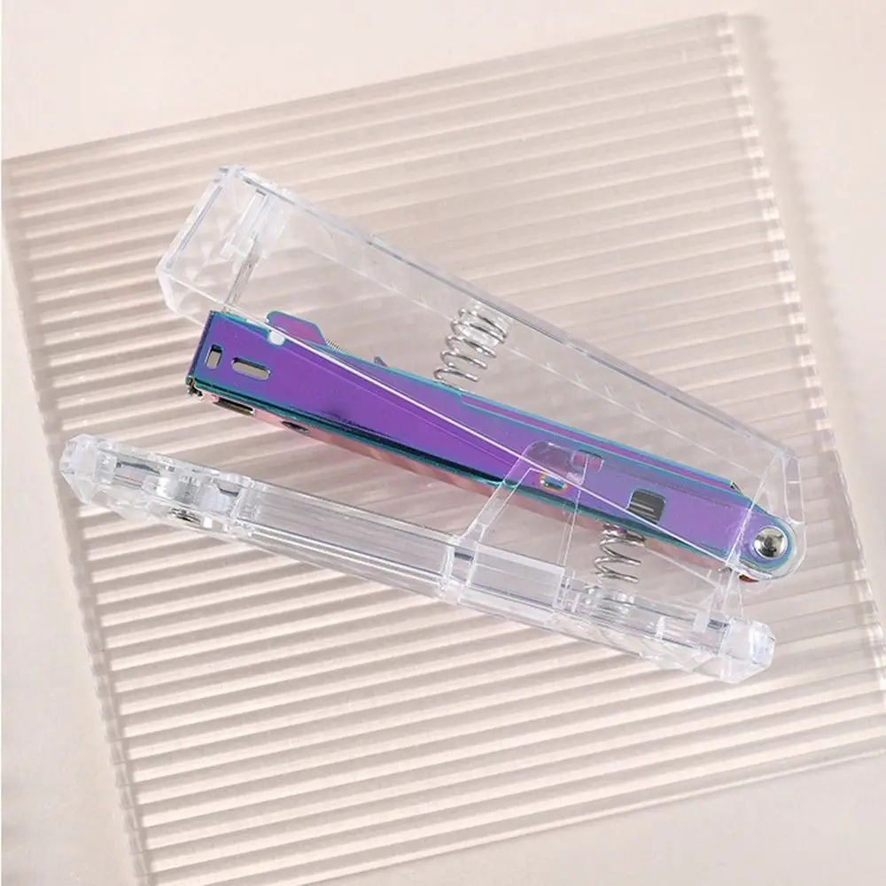 Manual Transparent Stapler Bookbinding Tool Rose Gold Paper Stapler Portable INS Book Binding Machines Student