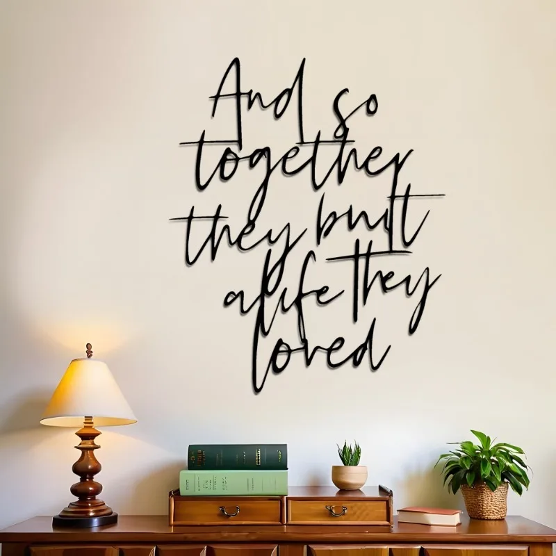 Matte Black Metal Wall Art, Handwritten Quote 