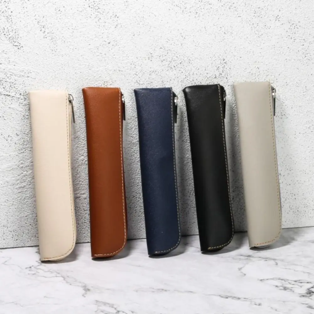 

Pen Sleeve Case PU Leather Leather Pen Bag Holder Half Open Pen Protective Bag Soft Handmade Pen Storage Pouch Student