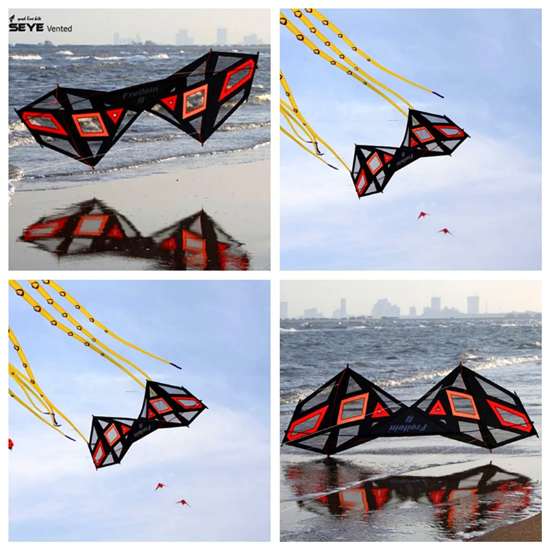 

free shipping strong kite quad line stunt kite cerf volant Freilein kites for adults trilobite dragon wooden kite reel kite line